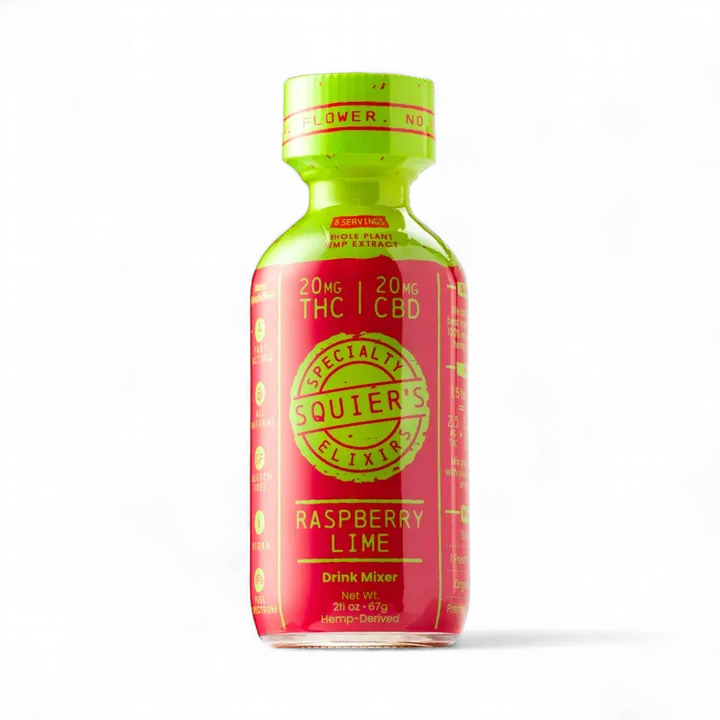 SQUIRES Raspberry Lime Elixir 5mg THC 5mg CBD 2 oz