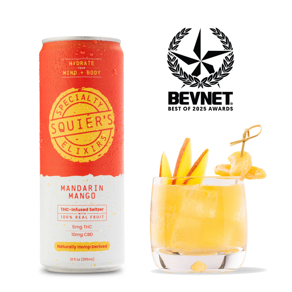 SQUIRES Mandarin Mango Seltzer 5mg THC 10mg CBD 12 oz