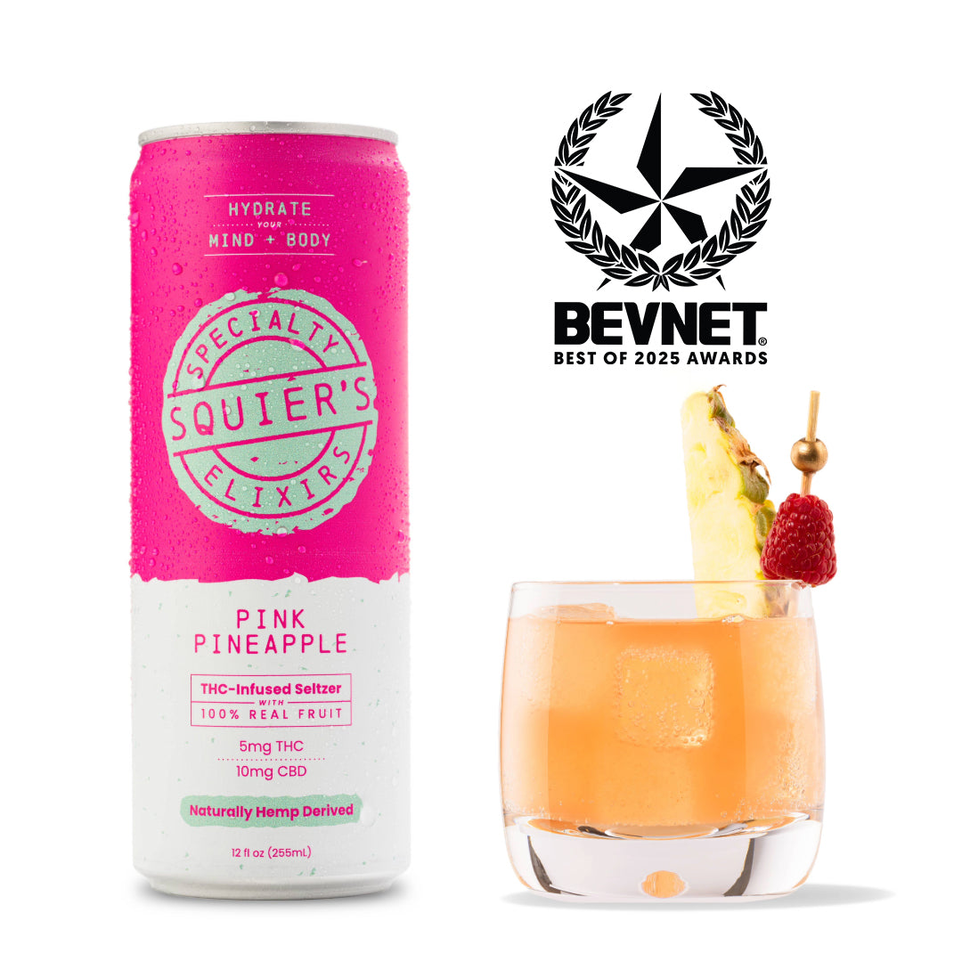 SQUIRES Pink Pineapple Seltzer 5mg THC 10mg CBD 12 oz