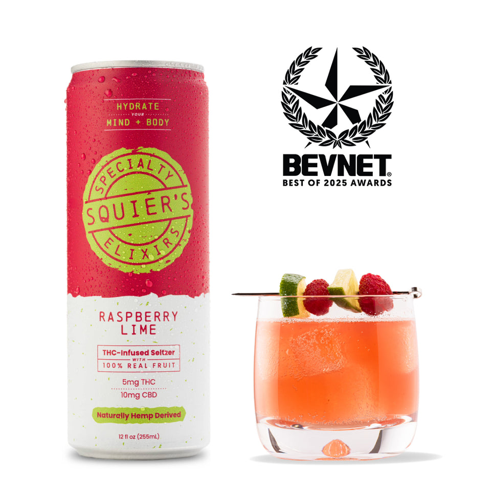 SQUIRES Raspberry Lime Seltzer 5mg THC 10mg CBD 12 oz